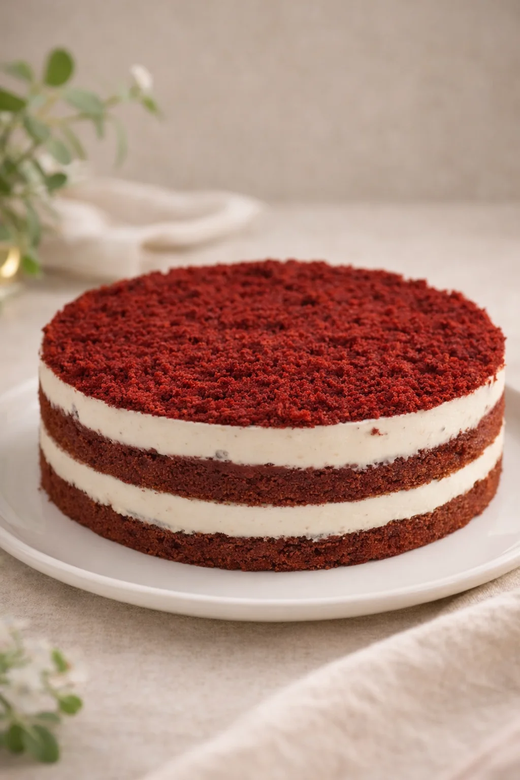 torta red velvet de limon artesanal con capas cremosas y presentación gourmet